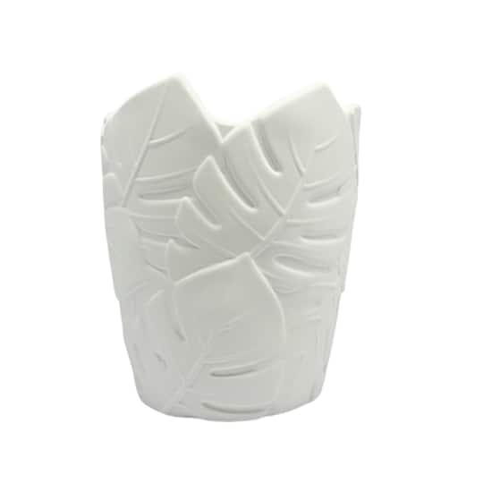 6.5" Embossed Leaves DIY Ceramic Vase by Make Market®